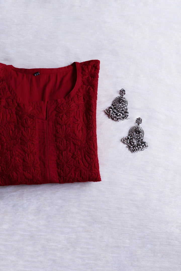 Anah Maroon Pure Cotton Kurta