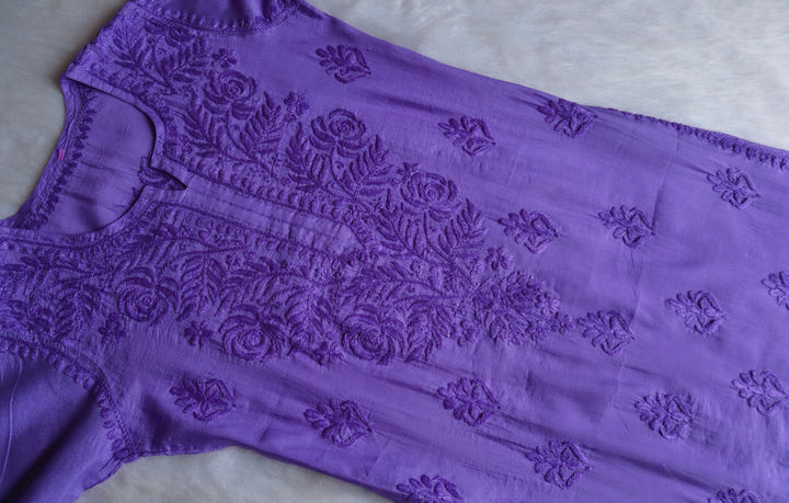 Zenara Purple Chanderi Kurta