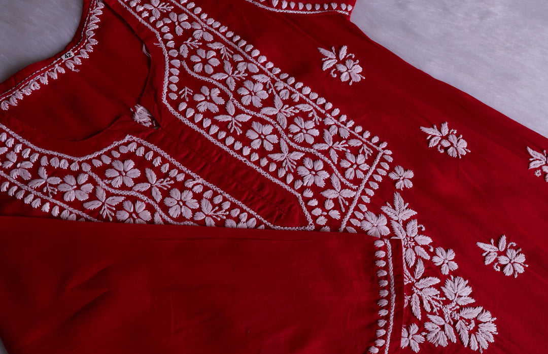 Waliya Red Cotton Kurta