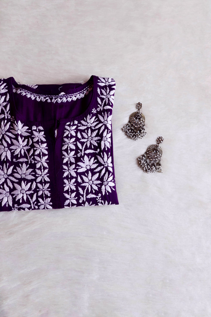 Haala Deep Purple Long Rayon Kurta