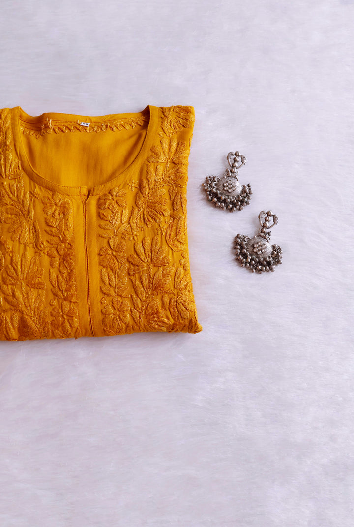 Ayra Mustard Yellow Long Rayon Kurta