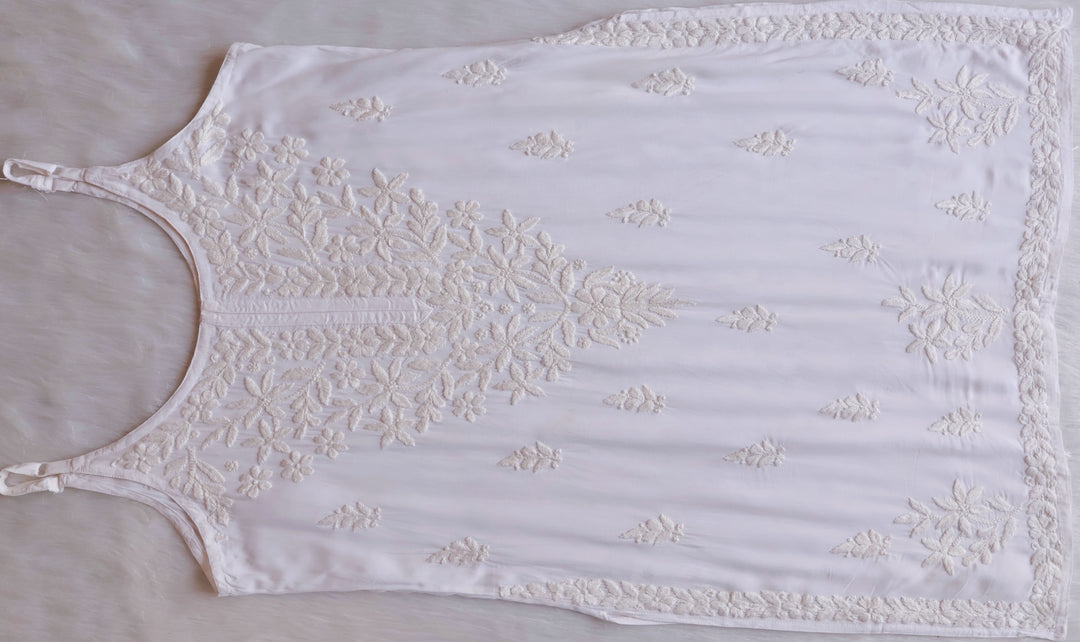 Mirha White Sleeveless Modal Kurta Set
