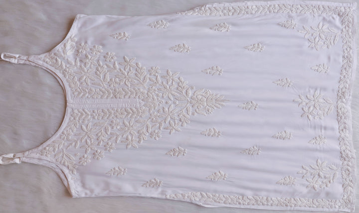 Mirha White Sleeveless Modal Kurta Set