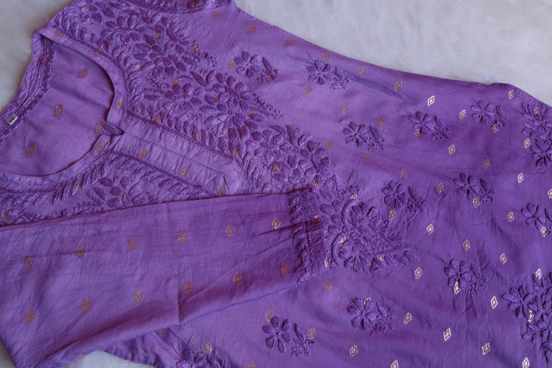 Nazakat Lilac Purple Short Chanderi Kurta