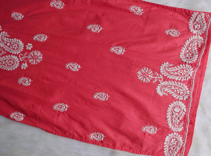 Peach & White Cotton Kurta