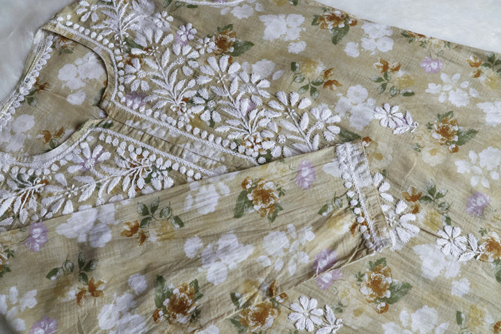 Maira Olive Green Mulmul Long Kurta
