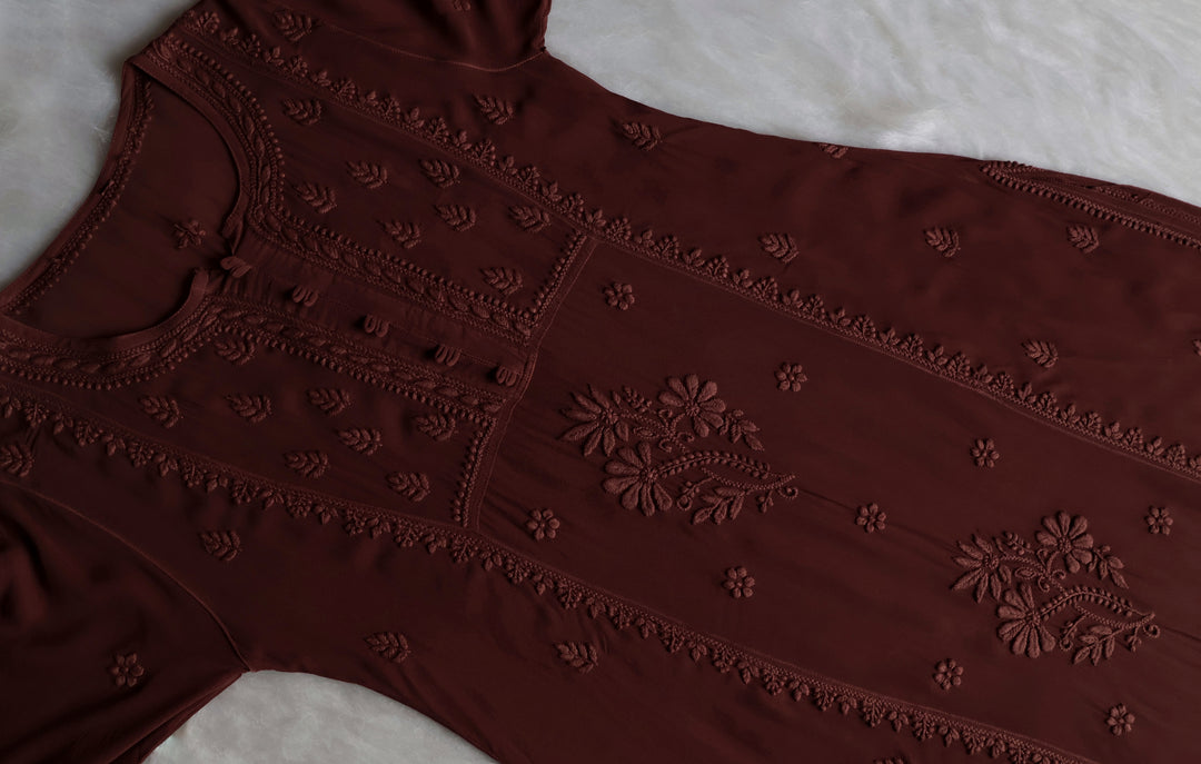 Duaa Chocolate Brown Viscose Georgette Kurta