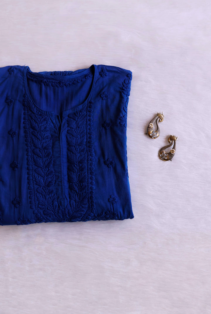 Saba Royal Blue 3D Pure Cotton Kurta