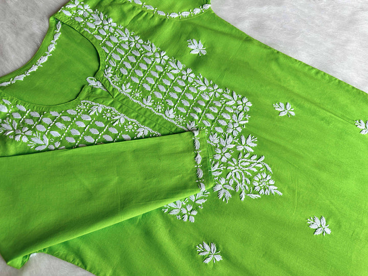 Rumaana Lime Green Cotton Kurta