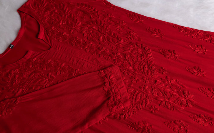 Nazakat Red 2 piece Rayon set