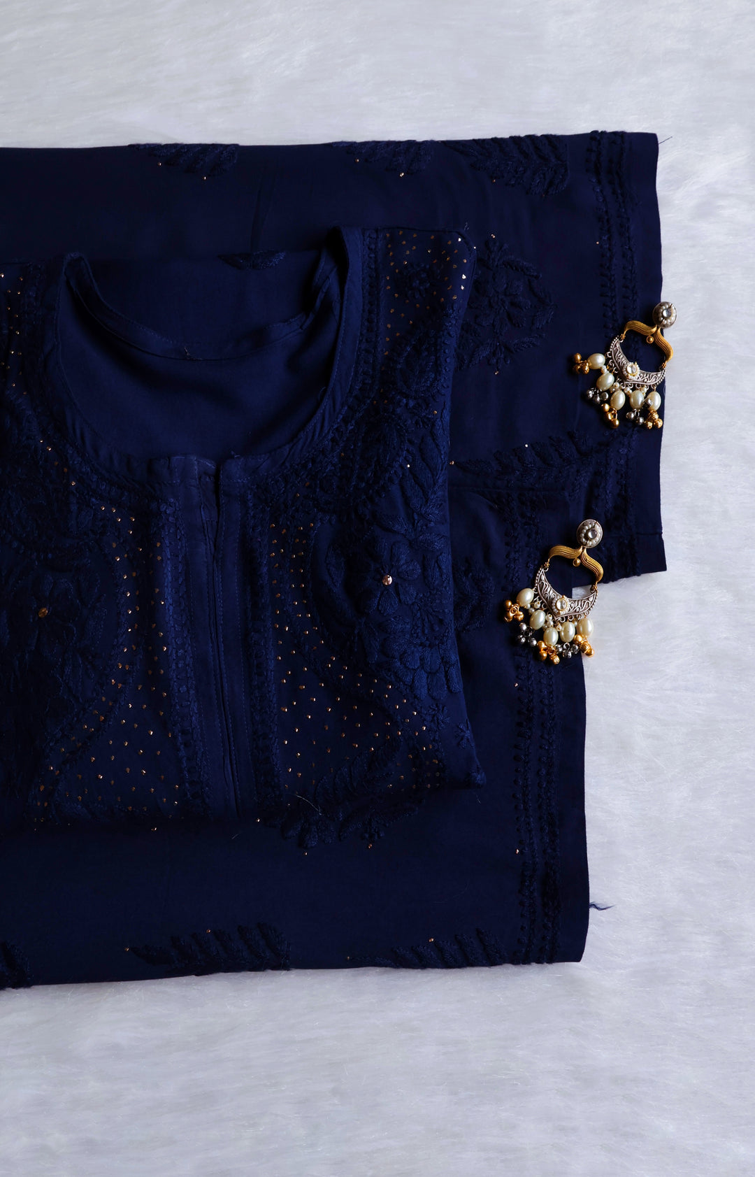 Naida Navy Blue 2 piece Rayon Mukaish set
