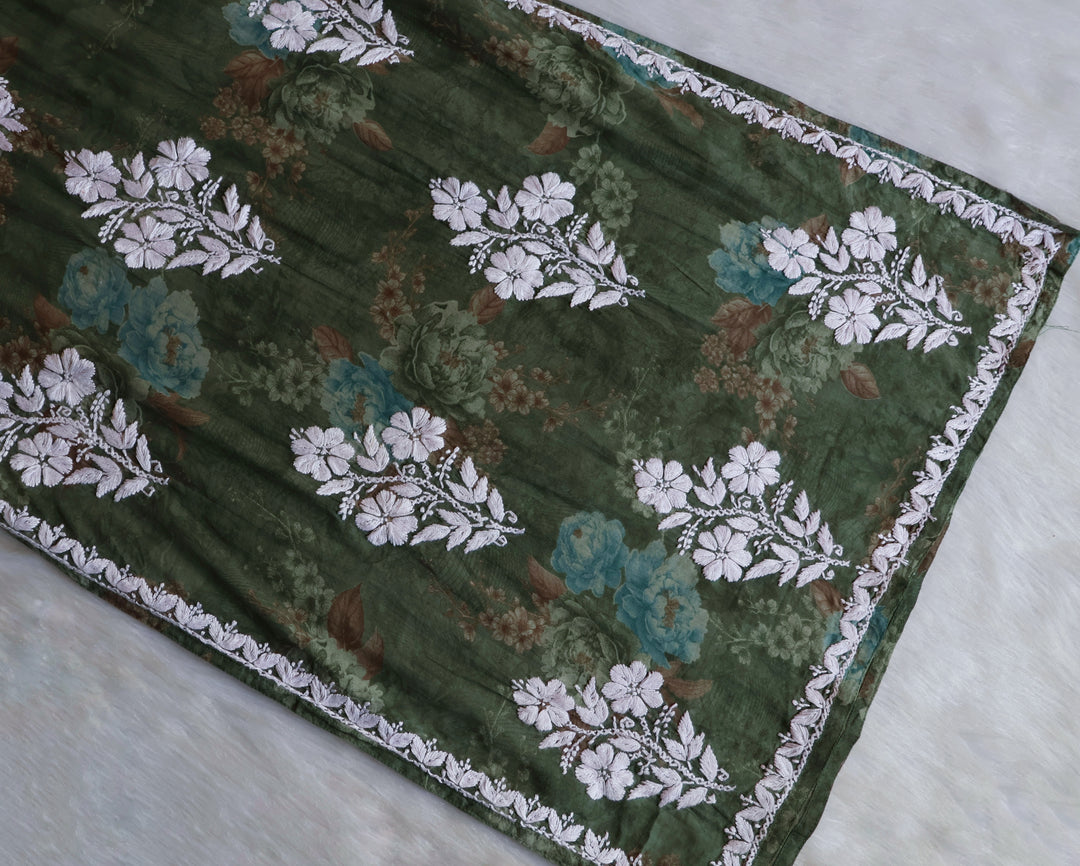 Dahlia Premium Green Floral Long MulMul kurta