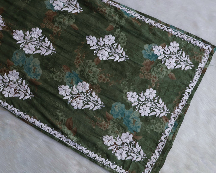 Dahlia Premium Green Floral Long MulMul kurta