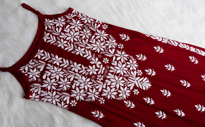 Raaha Maroon Sleeveless Rayon Kurta Pant set