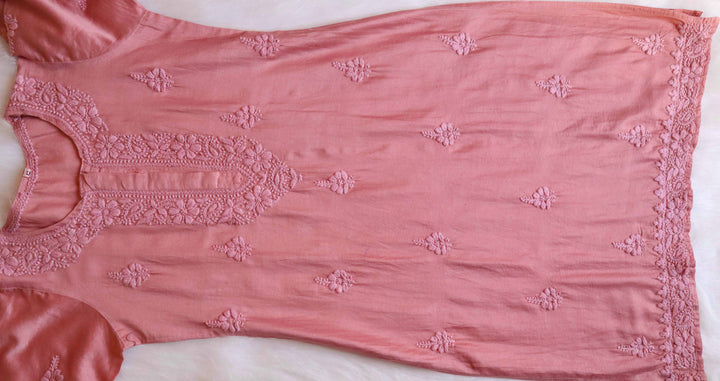 Zimra Luxe Rose Brown 3 Piece Pure Chanderi set