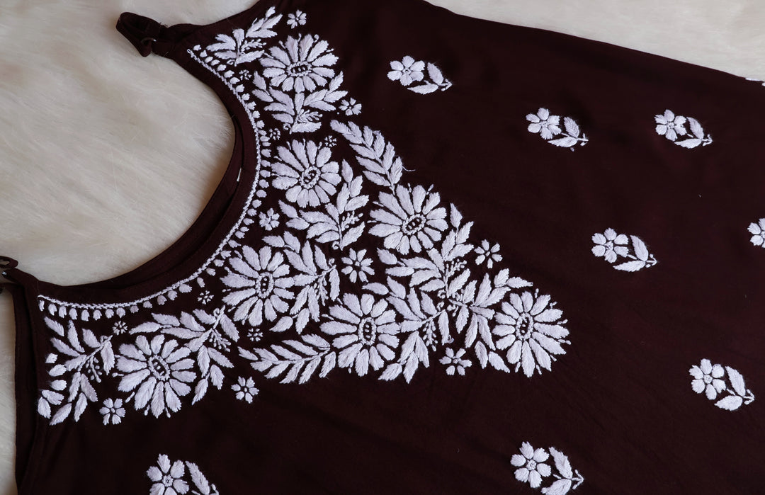 Farhaa Chocolate Brown Short Sleeveless Kurta