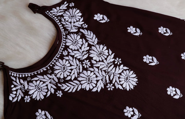 Farhaa Chocolate Brown Short Sleeveless Kurta