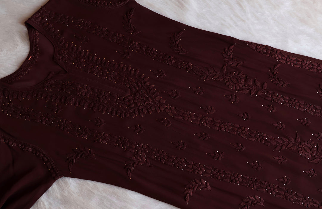 Zamda Chocolate Brown Viscose Georgette Kurta