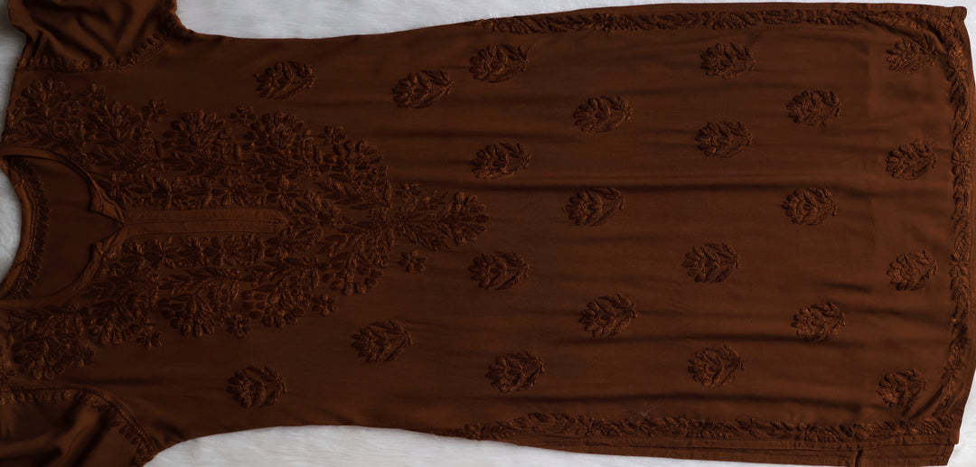 Alvira Chocolate Brown Ombre Long Rayon Kurta