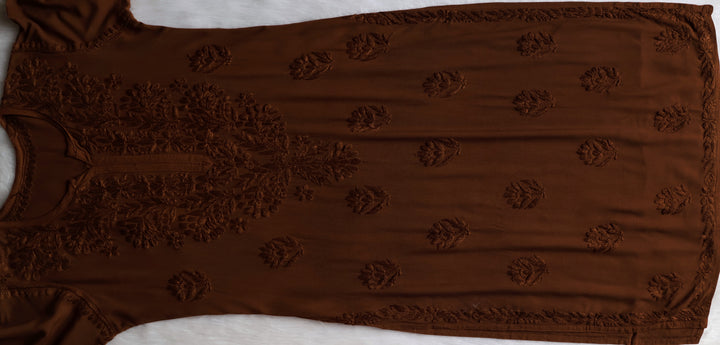 Alvira Chocolate Brown Ombre Long Rayon Kurta