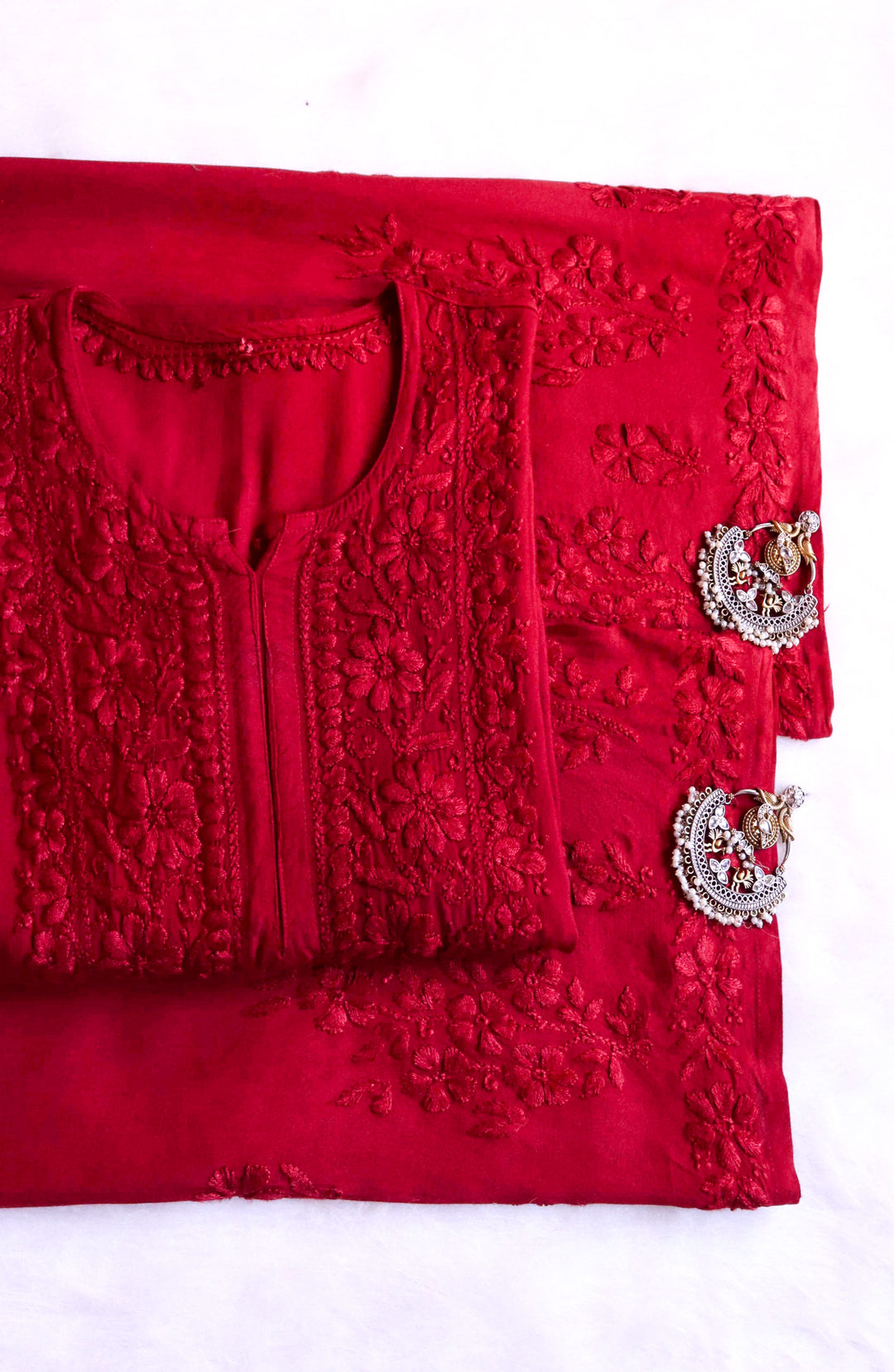 Aayat Red Rayon Kurta Pant set