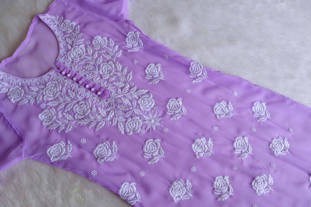 Daneen Lavender Long Georgette Kurta