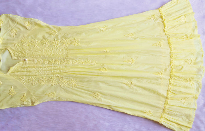 Noor Yellow Pure Cotton Midi Dress