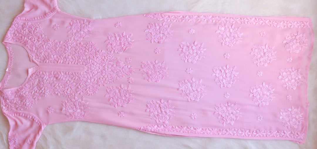 Hoor Baby Pink Viscose Georgette Kurta