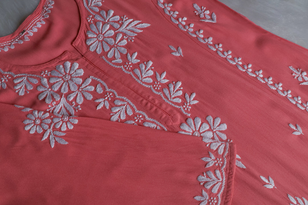 Zainab Rose Pink Long Rayon kurta