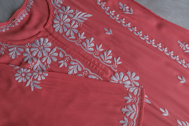 Zainab Rose Pink Long Rayon kurta