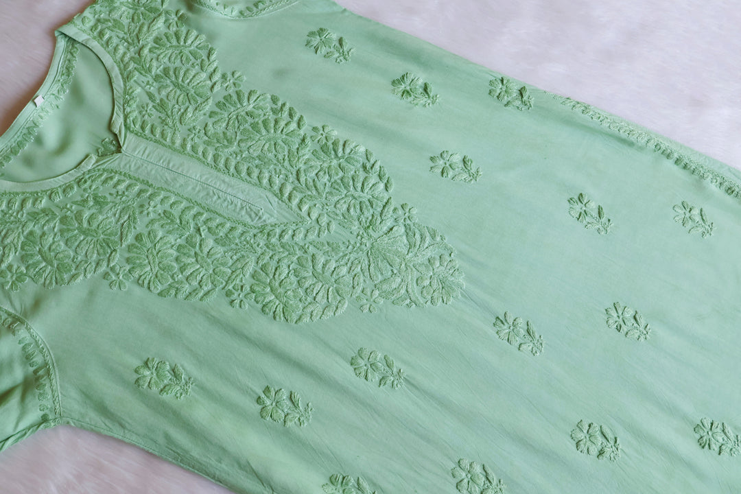 Amirah Pastel Green Long Rayon kurta