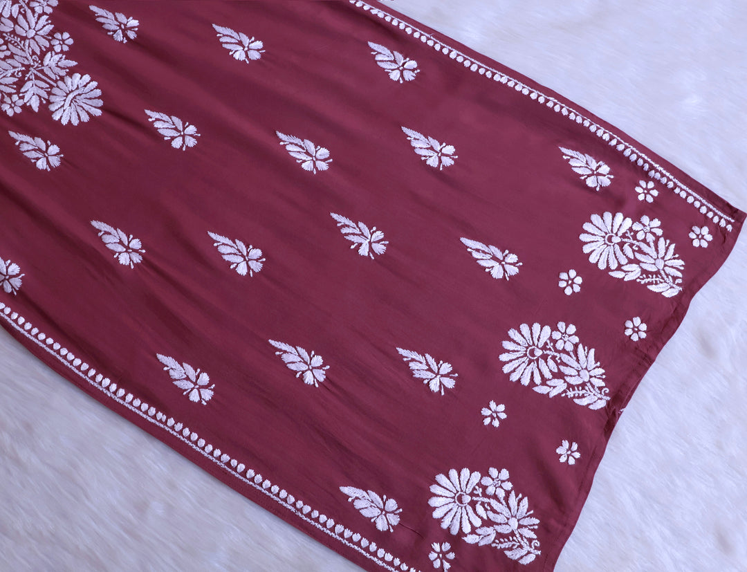 Duaa Mauve Pink Long Rayon kurta - Noor Chikankari