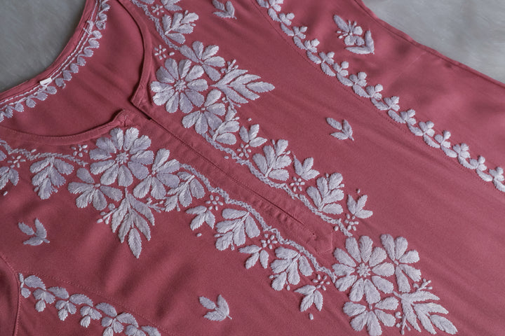Zainab Rose Brown Long Rayon kurta