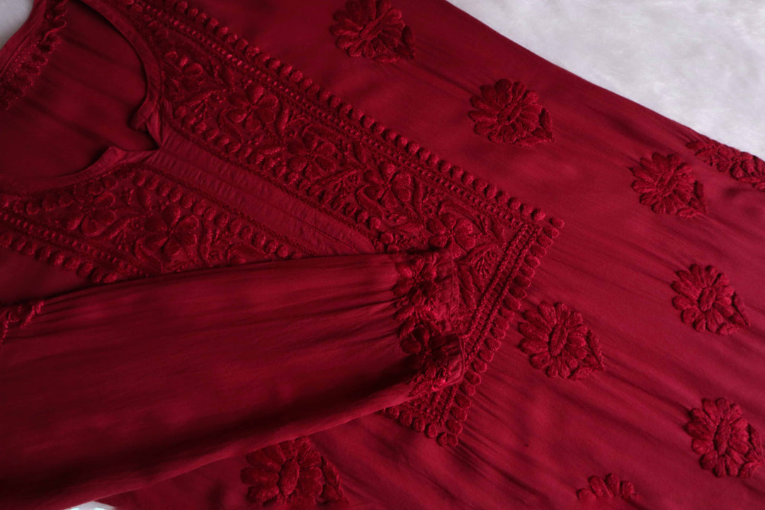 Duaa Maroon Modal Kurta Pant set