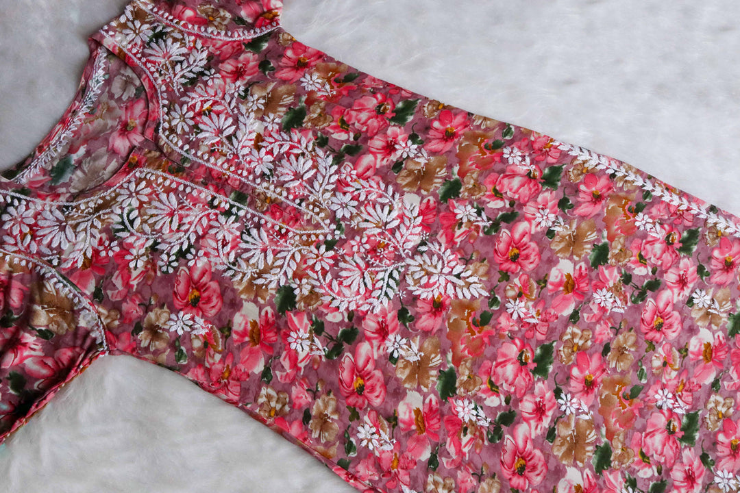 Tahira Pink Long Rayon kurta