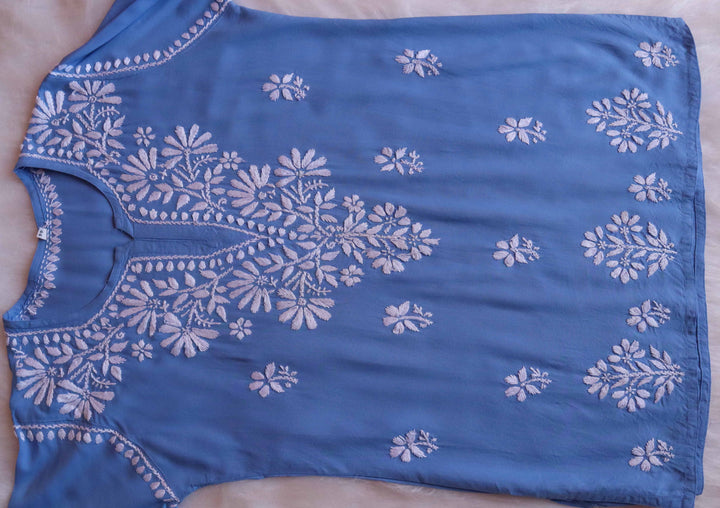Aayat Ice Blue Short Rayon Kurta