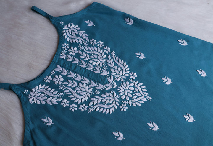 Mirha Sea Blue Short Sleeveless Kurta