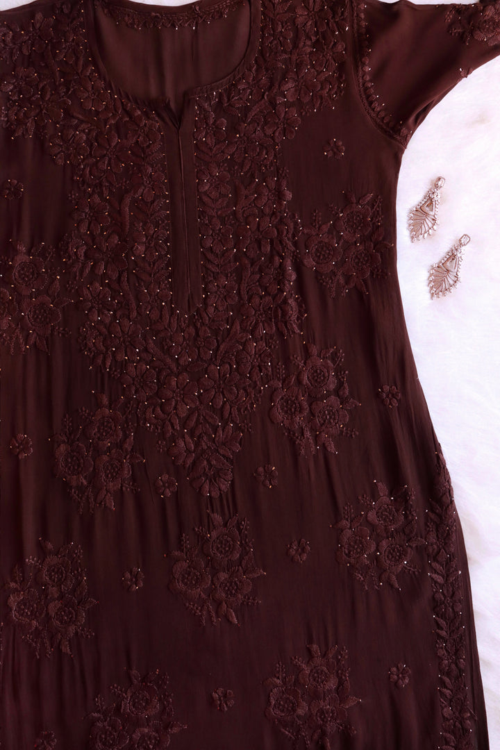 Hoor Chocolate Brown Viscose Georgette kurta