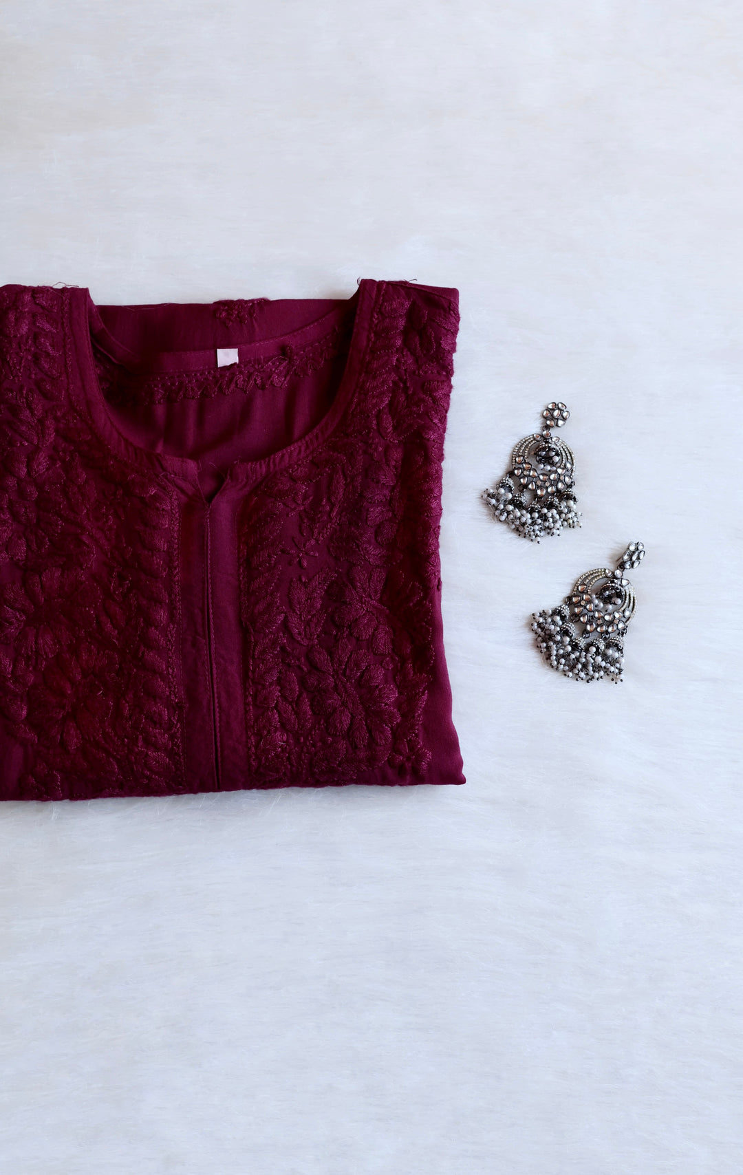 Amirah Deep Plum Long Rayon kurta