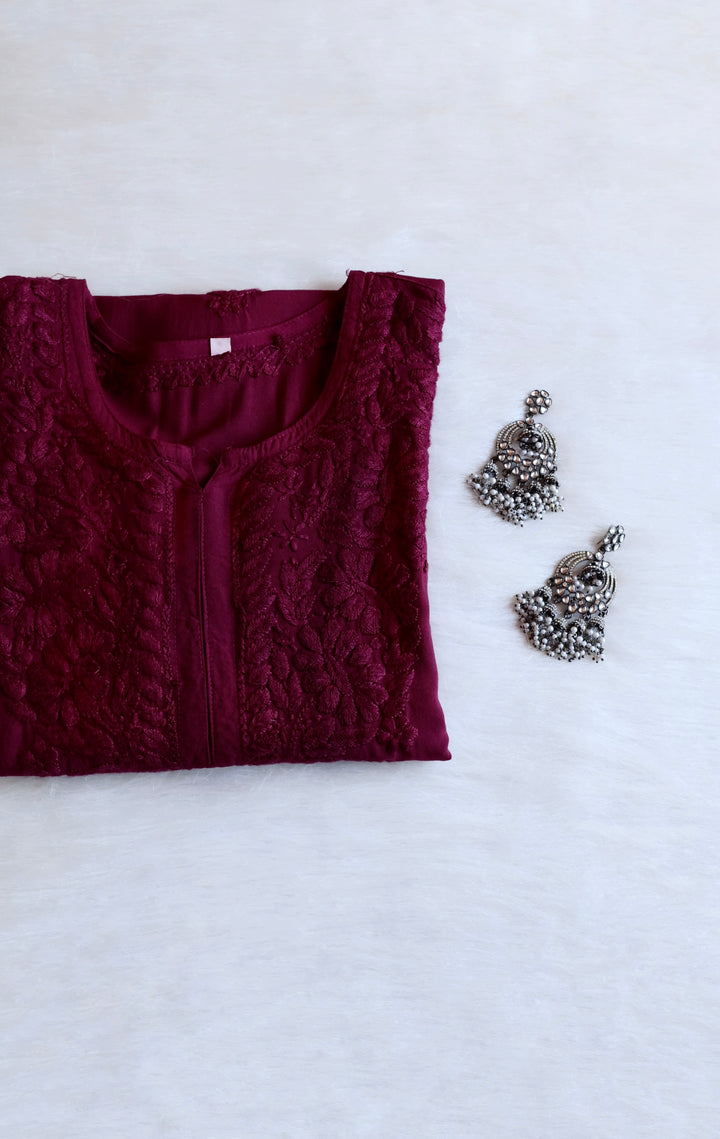 Amirah Deep Plum Long Rayon kurta