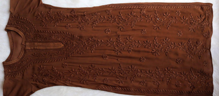 Mehr Chocolate Brown Viscose Georgette kurta