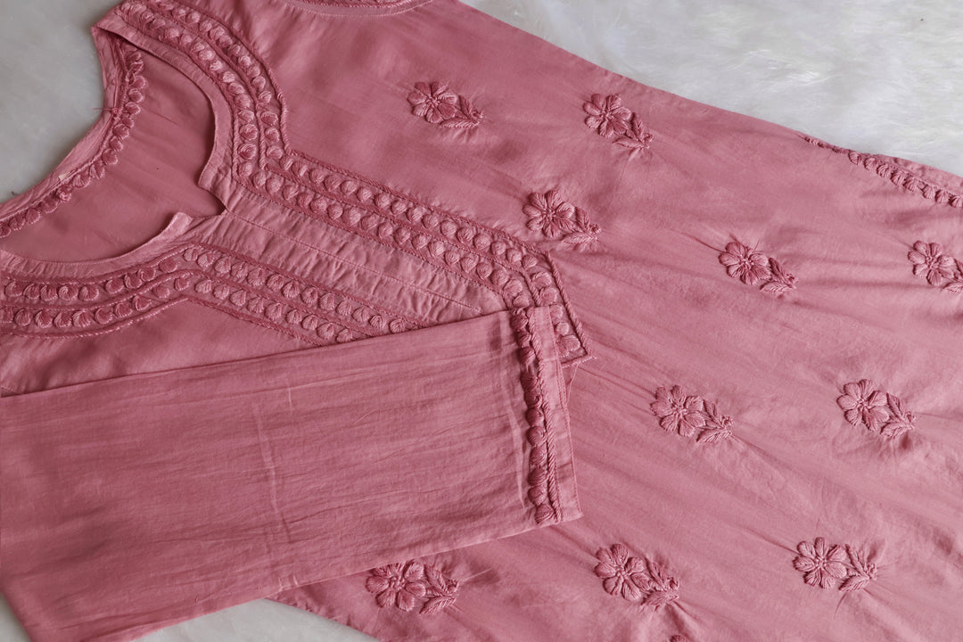 Saleha Rose Brown Cotton Kurta