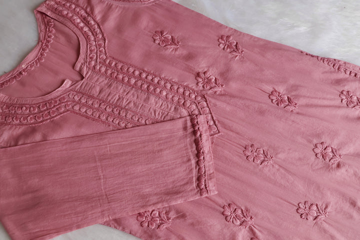 Saleha Rose Brown Cotton Kurta