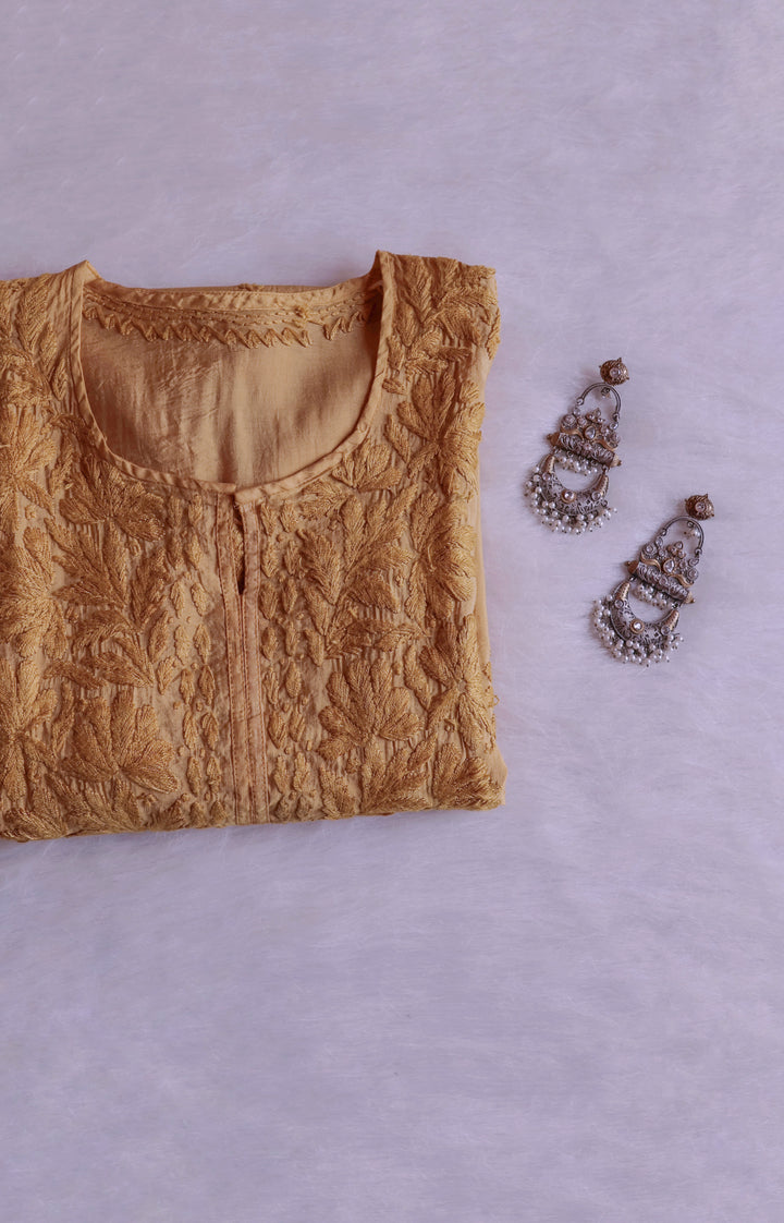 Alanah Beige Chanderi Kurta