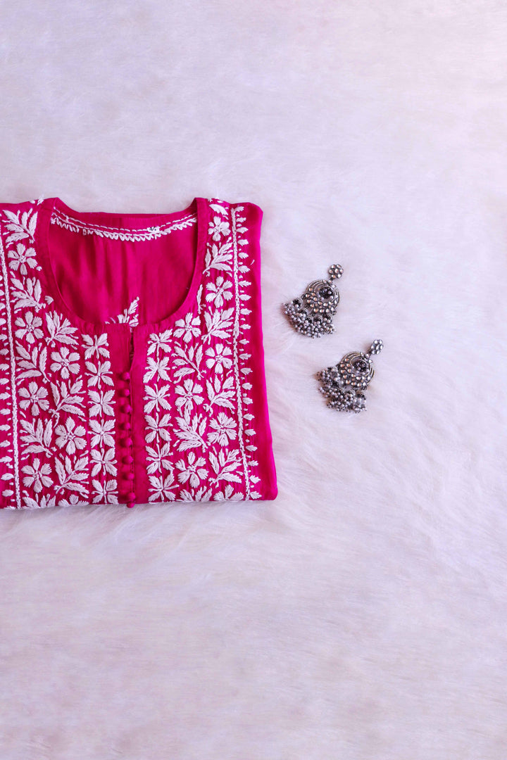 Zyra Deep Pink Cotton Kurta