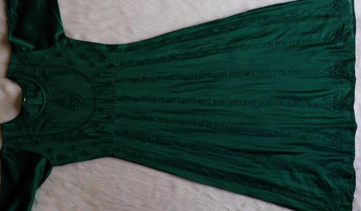 Naqsh Deep Green Pure Chanderi Silk Anarkali
