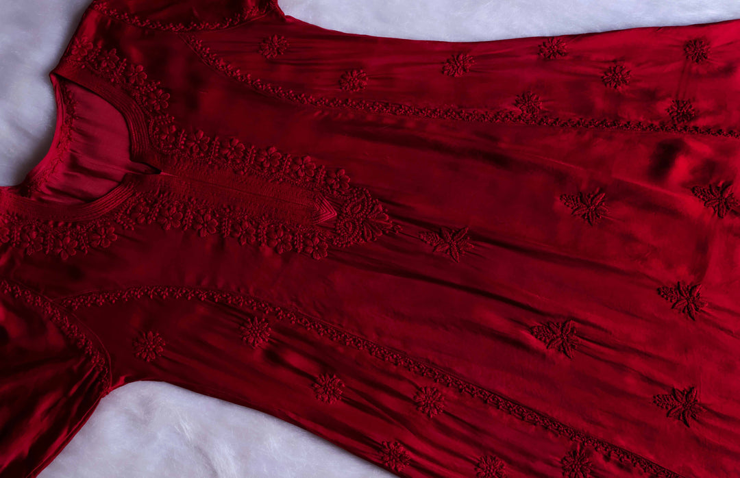 Mehr Maroon Modal Silk Dress
