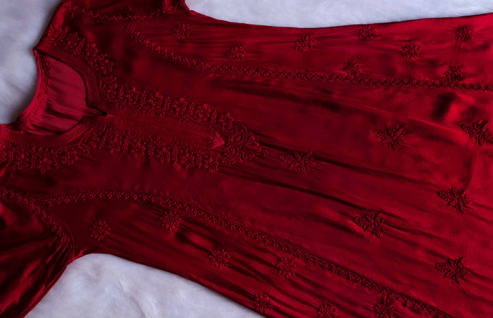 Mehr Maroon Modal Silk Dress