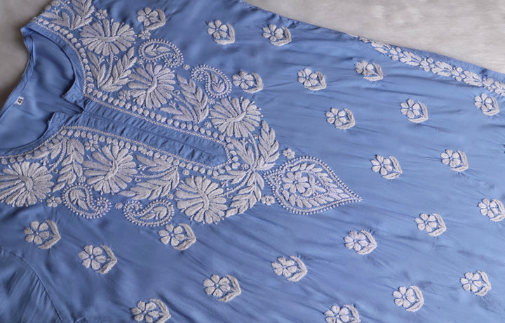 Mahnoor Ice Blue Long Modal Kurta