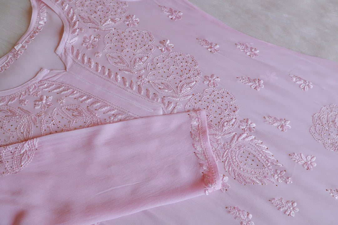 Hanaa Baby Pink Viscose Georgette Kurta